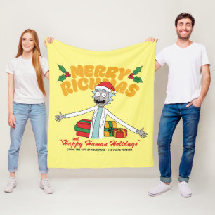 Merry Rickmas och Lycklig Human Helgdagars Fleecefilt