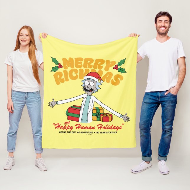 Merry Rickmas och Lycklig Human Helgdagars Fleecefilt (På plats)