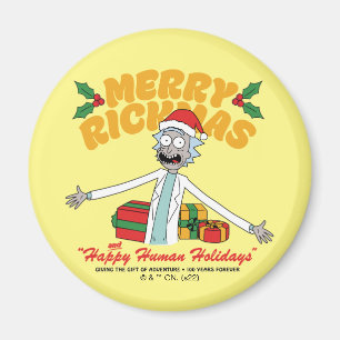 Merry Rickmas och Lycklig Human Helgdagars Magnet