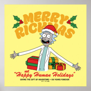 Merry Rickmas och Lycklig Human Helgdagars Poster