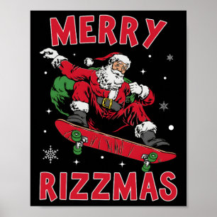 Merry Rizz Mas Kids Funny Jultomten Skating Boa Poster