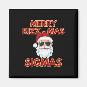 Merry Rizz Mas Sigmas Coola Jultomten Ansikte Skib Magnet