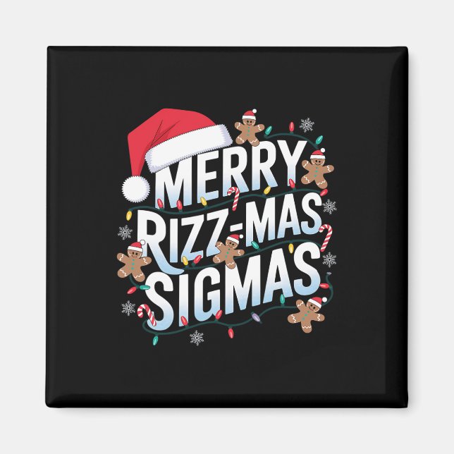 Merry Rizz Mas Sigmas Funny Alpha jultomten Magnet (Framsidan)
