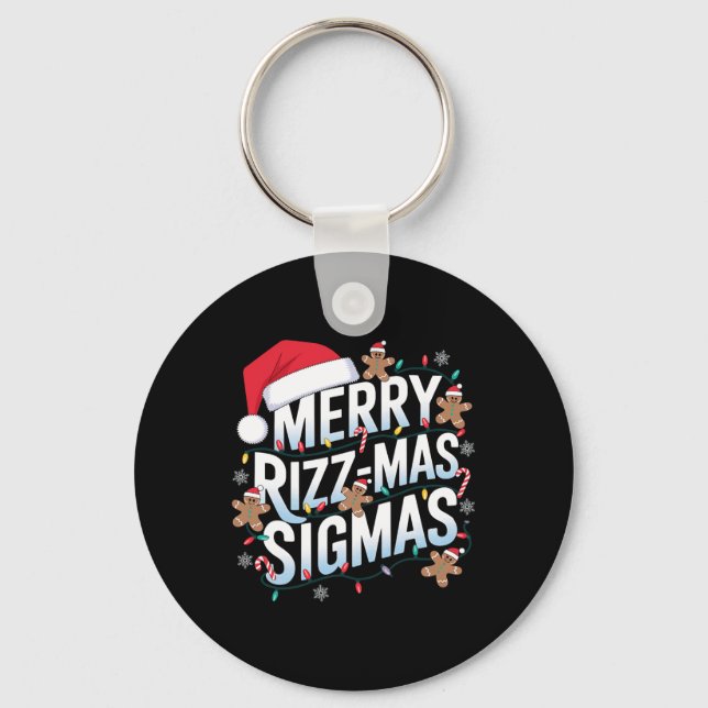 Merry Rizz Mas Sigmas Funny Alpha jultomten Nyckelring (Framsida)