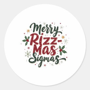 Merry Rizz Mas Sigmas Funny Gen Alpha Julafton San Runt Klistermärke