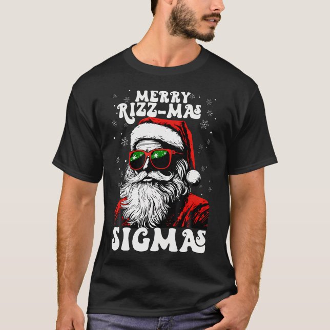 Merry Rizz Mas Sigmas Funny Gen Alpha X-Mas Santa T Shirt (Framsida)