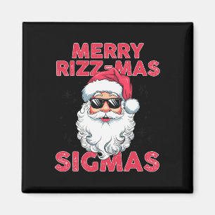 Merry Rizz Mas Sigmas Funny Jultomten jul Magnet