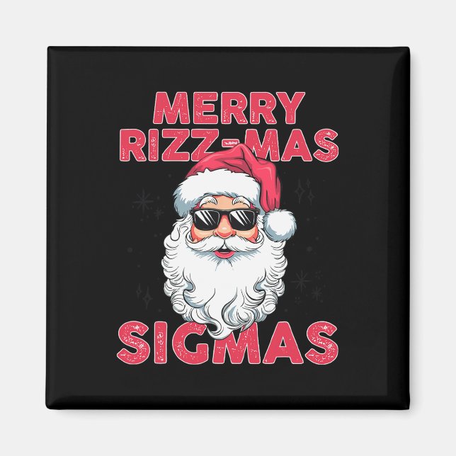 Merry Rizz Mas Sigmas Funny Jultomten jul Magnet (Framsidan)