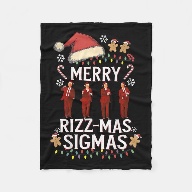 Merry Rizz Mas Sigmas Gen Alpha Trump-julpj Fleecefilt (Framsidan)