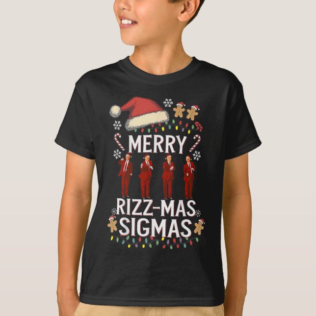 Merry Rizz Mas Sigmas Gen Alpha Trump-julpj T Shirt (Framsida)