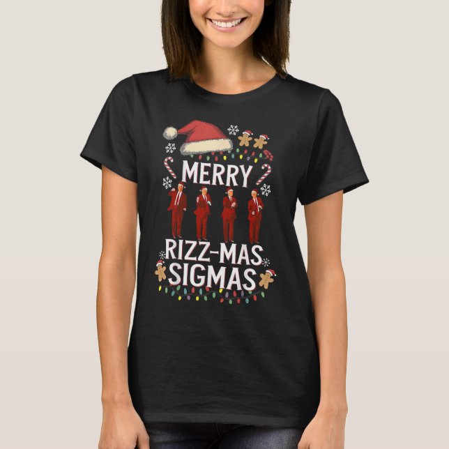 Merry Rizz Mas Sigmas Gen Alpha Trump-julpj T Shirt (Framsida)