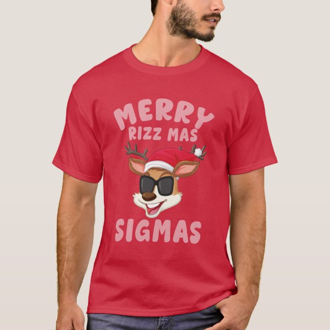 Merry Rizz Mas Sigmas ,God jul T-Shi T-Shi T Shirt (Framsida)