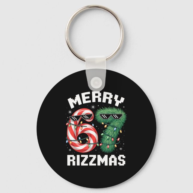 Merry Rizzmas 67 Candy Cane Tree Sungles Funny  Nyckelring (Framsida)