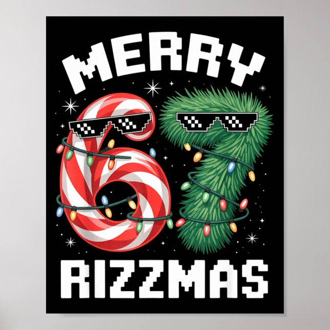 Merry Rizzmas 67 Candy Cane Tree Sungles Funny  Poster (Framsidan)