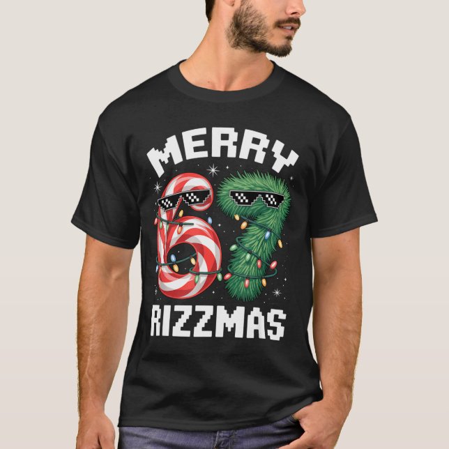 Merry Rizzmas 67 Candy Cane Tree Sungles Funny  T Shirt (Framsida)
