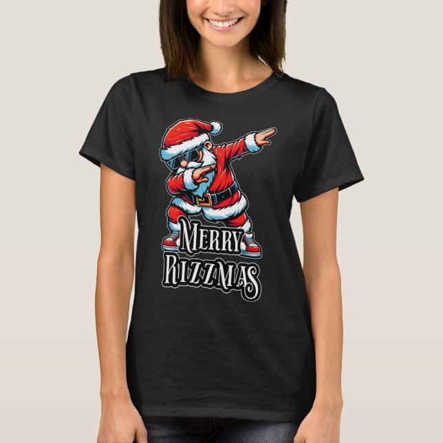 Merry Rizzmas Dabbing Santa Funny jul T Shirt (Framsida)