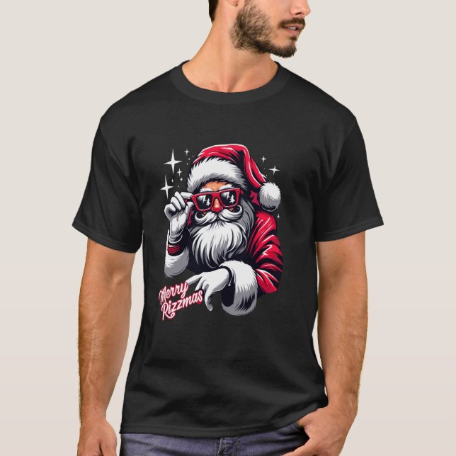 Merry Rizzmas Funny jul Rizz Jultomten Hol T Shirt (Framsida)