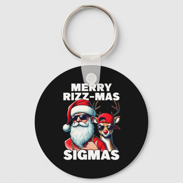 Merry Rizzmas Sigmas Gen Alpha Funny Christmas San Nyckelring (Framsida)