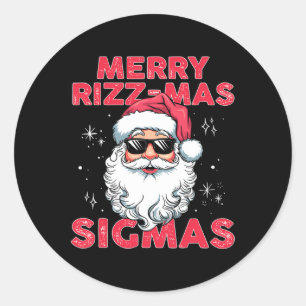 Merry Rizzmas Sigmas Kids Tonåringar School Julaft Runt Klistermärke