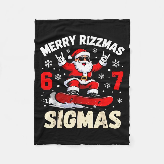 Merry Rizzmas Sigmas Santa 67 Six Seven  Fleecefilt (Framsidan)
