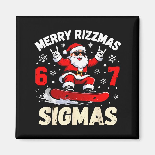 Merry Rizzmas Sigmas Santa 67 Six Seven  Magnet (Framsidan)