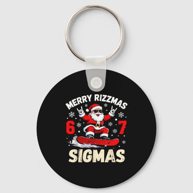 Merry Rizzmas Sigmas Santa 67 Six Seven  Nyckelring (Framsida)