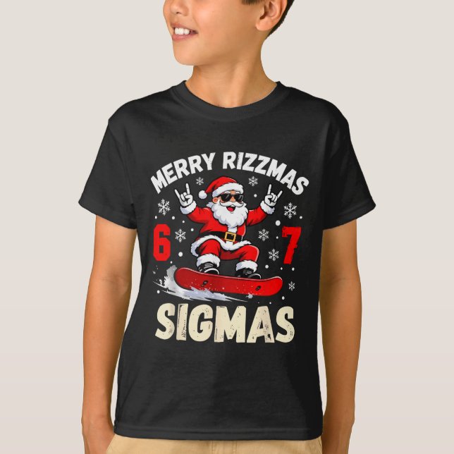 Merry Rizzmas Sigmas Santa 67 Six Seven  T Shirt (Framsida)