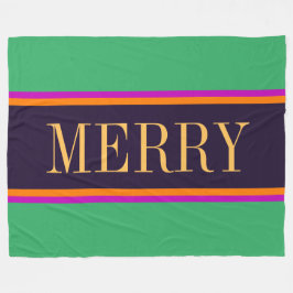 MERRY Roligt Bright Mint Grönt Rosa Black Rand Fleecefilt