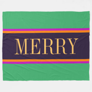 MERRY Roligt Bright Mint Grönt Rosa Black Rand Fleecefilt