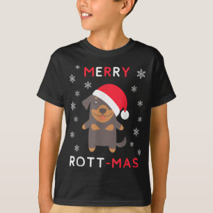 Merry Rott Mas - Funny jul Rottweiler Julafton D T Shirt