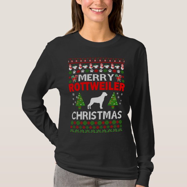 Merry Rottweiler Hund jul Ugly T Shirt (Framsida)