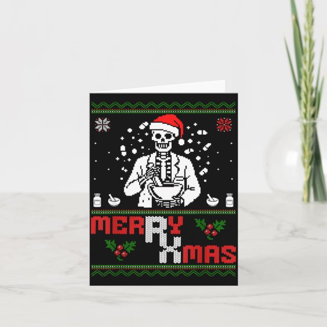 Merry Rx Mas Skeleton Pharmacist Pharmacy Tech Ugl Kort (Framsida)