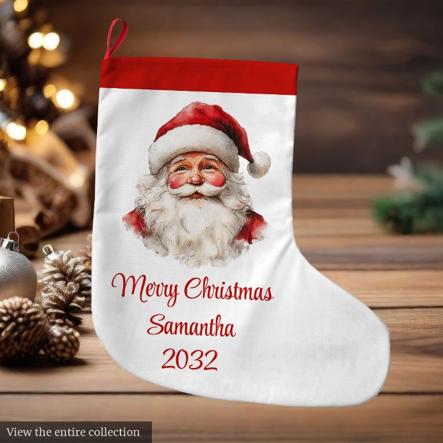 Merry Santa Claus Custom Name Editable Stocking Stor Julstrumpa (Merry Santa Claus Custom Name Editable Stocking)