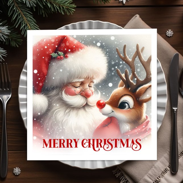 Merry Santa Claus Rudolph Holiday Party Dinner   Pappersservett (Merry Santa Claus Rudolph Holiday Party Dinner Napkins

)