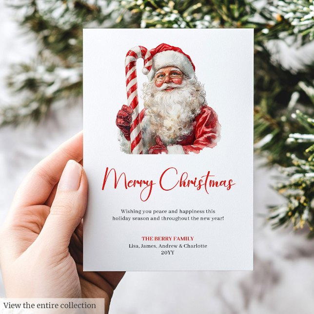 Merry Santa Claus Rustic Custom Editable Holiday  Julkort (Merry Santa Claus Rustic Custom Editable Holiday Card)