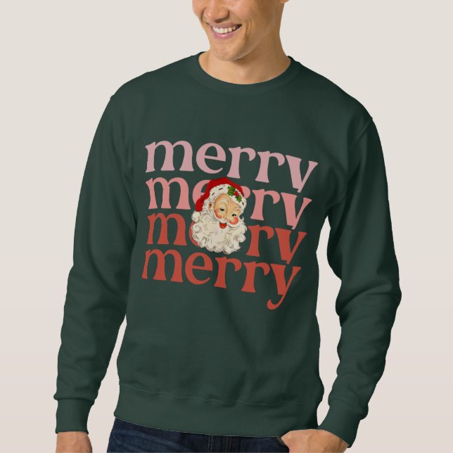Merry Santa Lång Ärmad Tröja (Framsida)