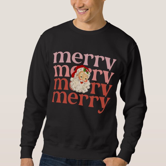 Merry Santa Lång Ärmad Tröja (Framsida)