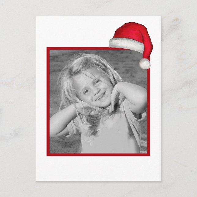 Merry Santa Photo Card 1 Photo Cute Helg Vykort (Framsida)
