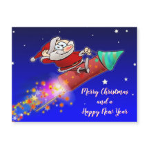 Merry Santa Riding A New Years Rocket