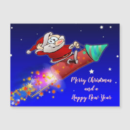 Merry Santa Riding A New Years Rocket