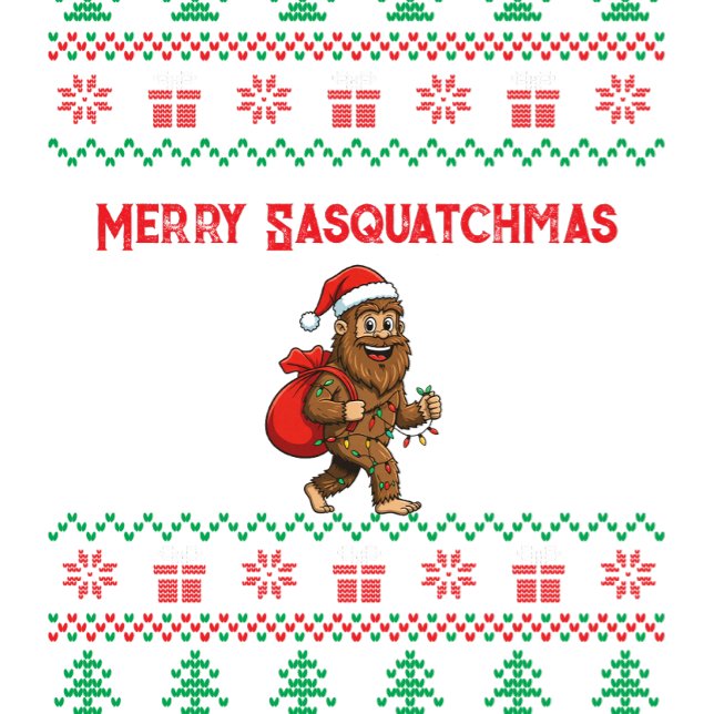 Merry Sasquatchmas Ugly Christmas Pattern Lång Ärmad Tröja (Skapare uppladdad)