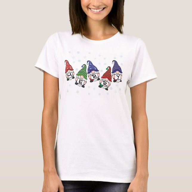 Merry Scattered Gnomes T Shirt (Framsida)