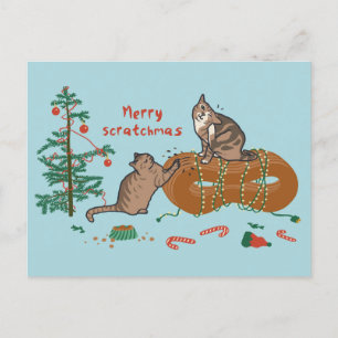 Merry Scratchmas Cat julvykort Helg Vykort