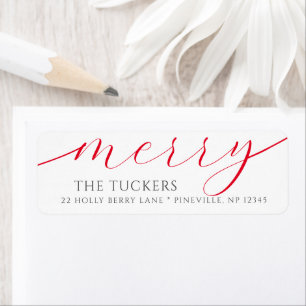 MERRY Script Festive Jul Returadress Etikett