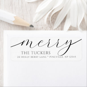 MERRY Script Modern Juldag-Returadress Returadress Etikett