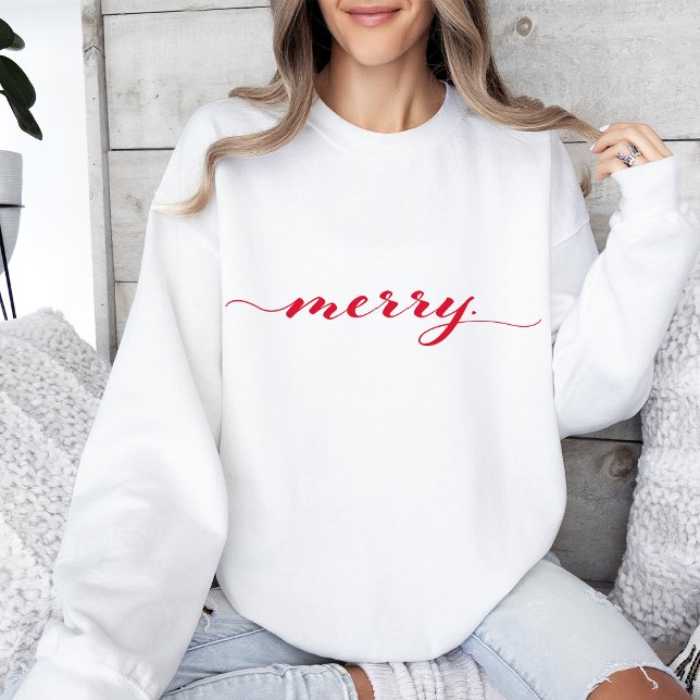 Merry Script Typography Minimalist jul T Shirt (Skapare uppladdad)