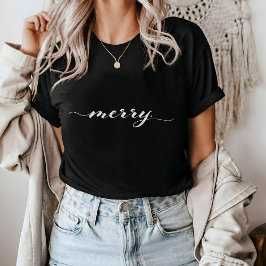 Merry Script Typography Minimalist jul T Shirt