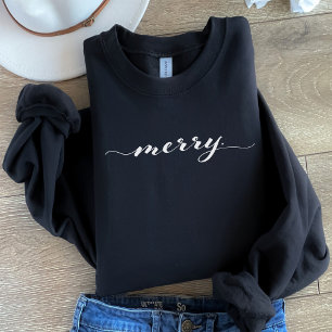 Merry Script Typography Minimalist jul T Shirt