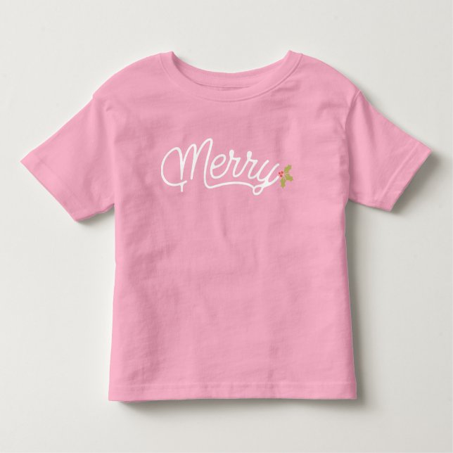 Merry Script Typography Minimalist jul T Shirt (Framsida)