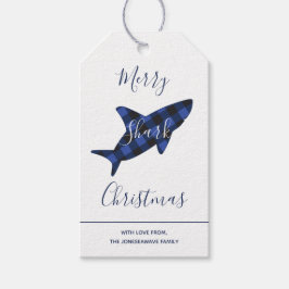 Merry Shark jul Blue Play Script Presentetikett